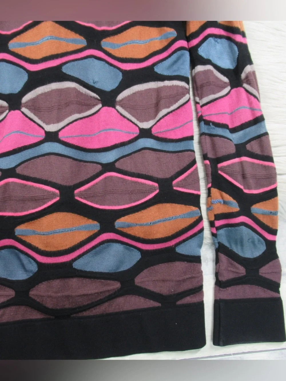MISSONI Abstract Geometric Knit V-Neck Cardigan Sweater Multicolor - Size XS-S